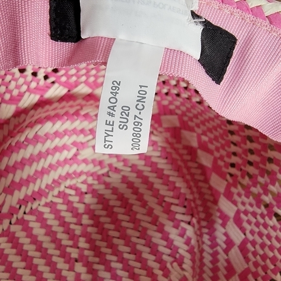 J. Crew Pink and cream oversized straw hat summer beach vacation Size M / L - Picture 15 of 16
